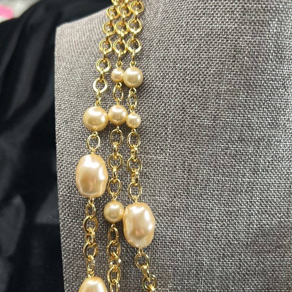 #38 Vintage Ciro Necklace, 3 Strands Large Link Gold Chain with Pearls, 18" + 3" - Picture 7 of 10